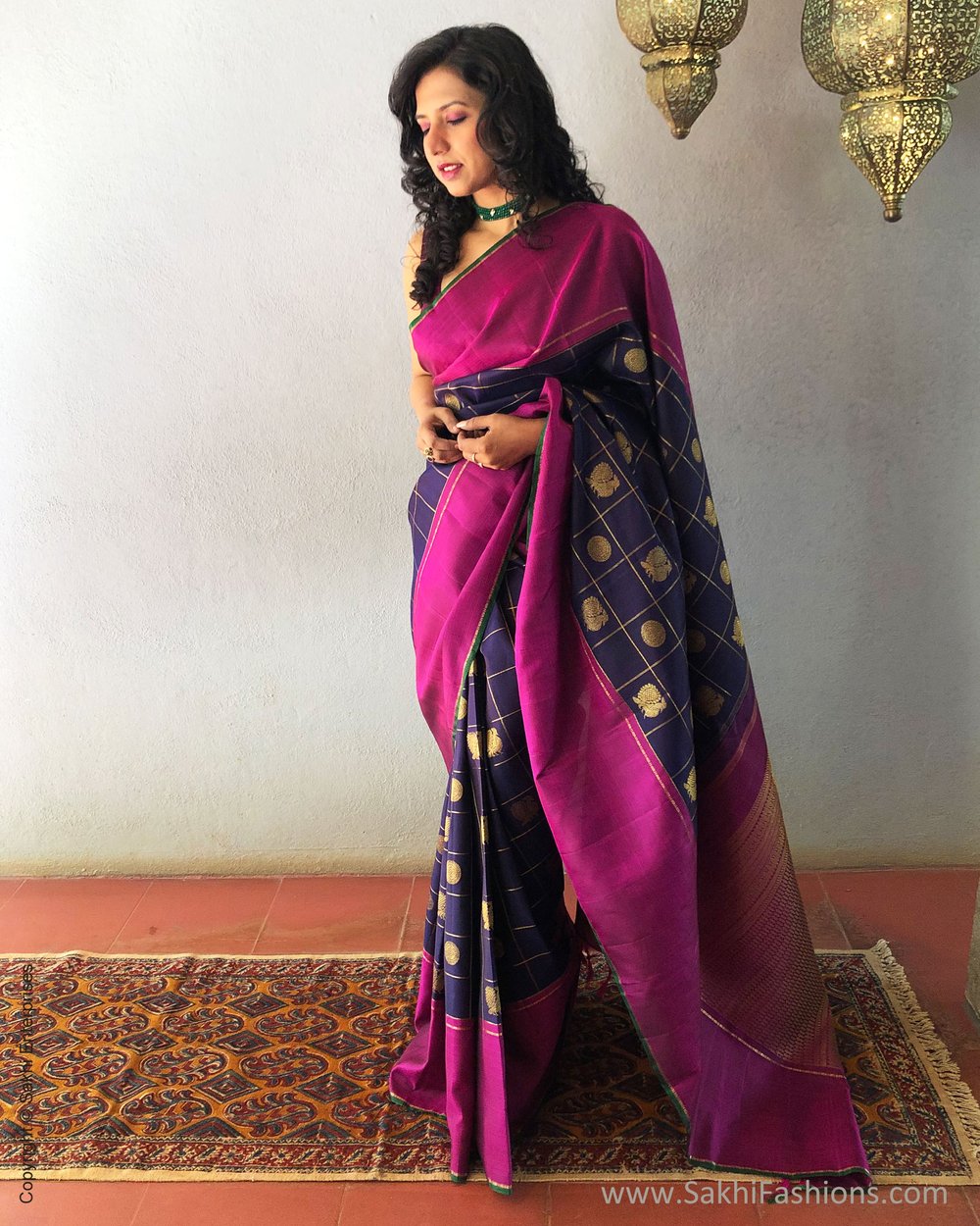 Kanchipuram pure silk sarees with full Jacquard Big Border  (659700-N-SRI-IND-70016) - sellURsaree.com