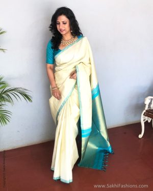 cream-blue-kanjivaram-silk-sarees