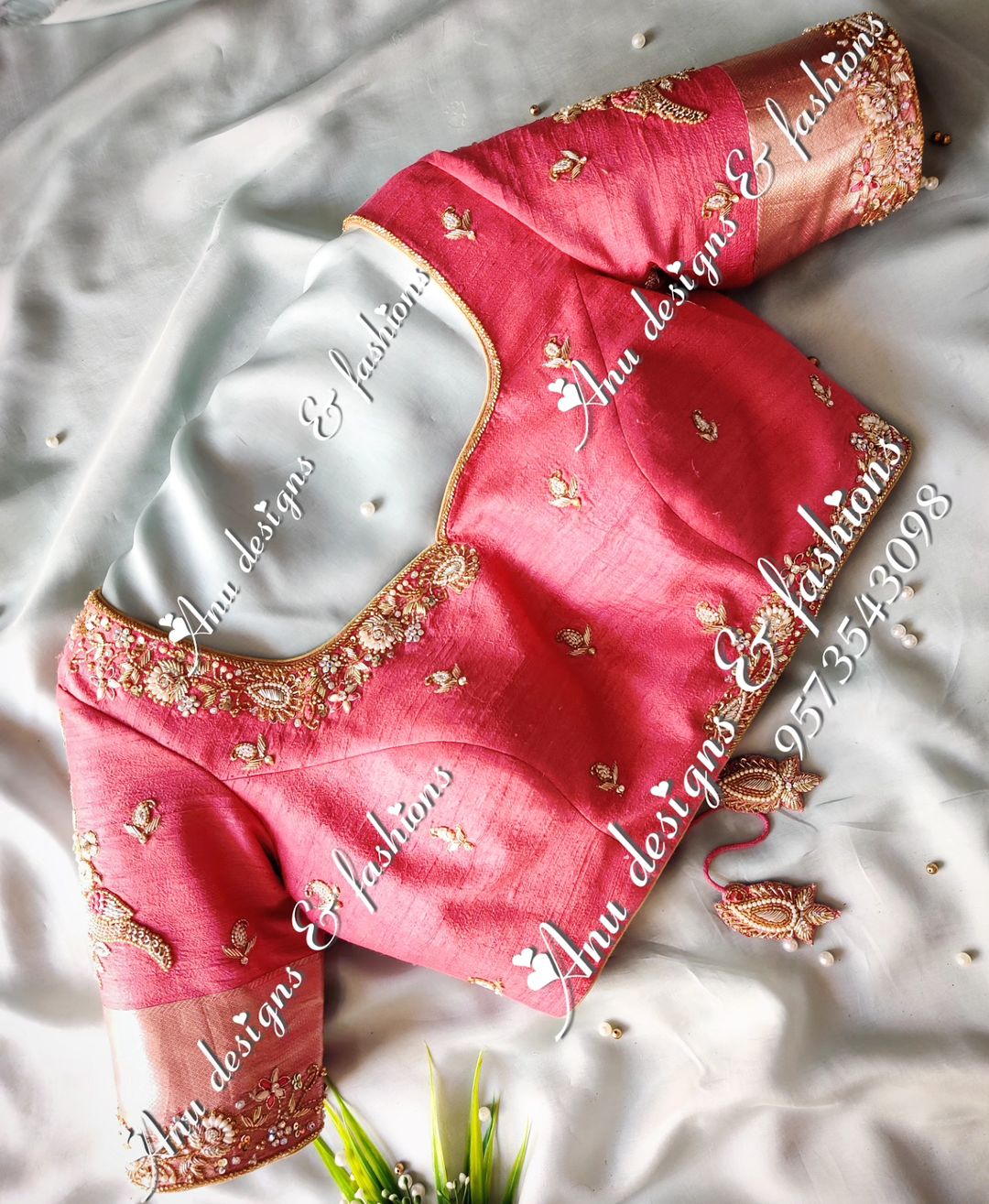 Alluring Peach Embroidery Blouse