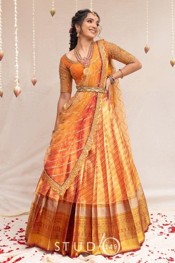 Attractive Pattu Bridal Half Saree Set