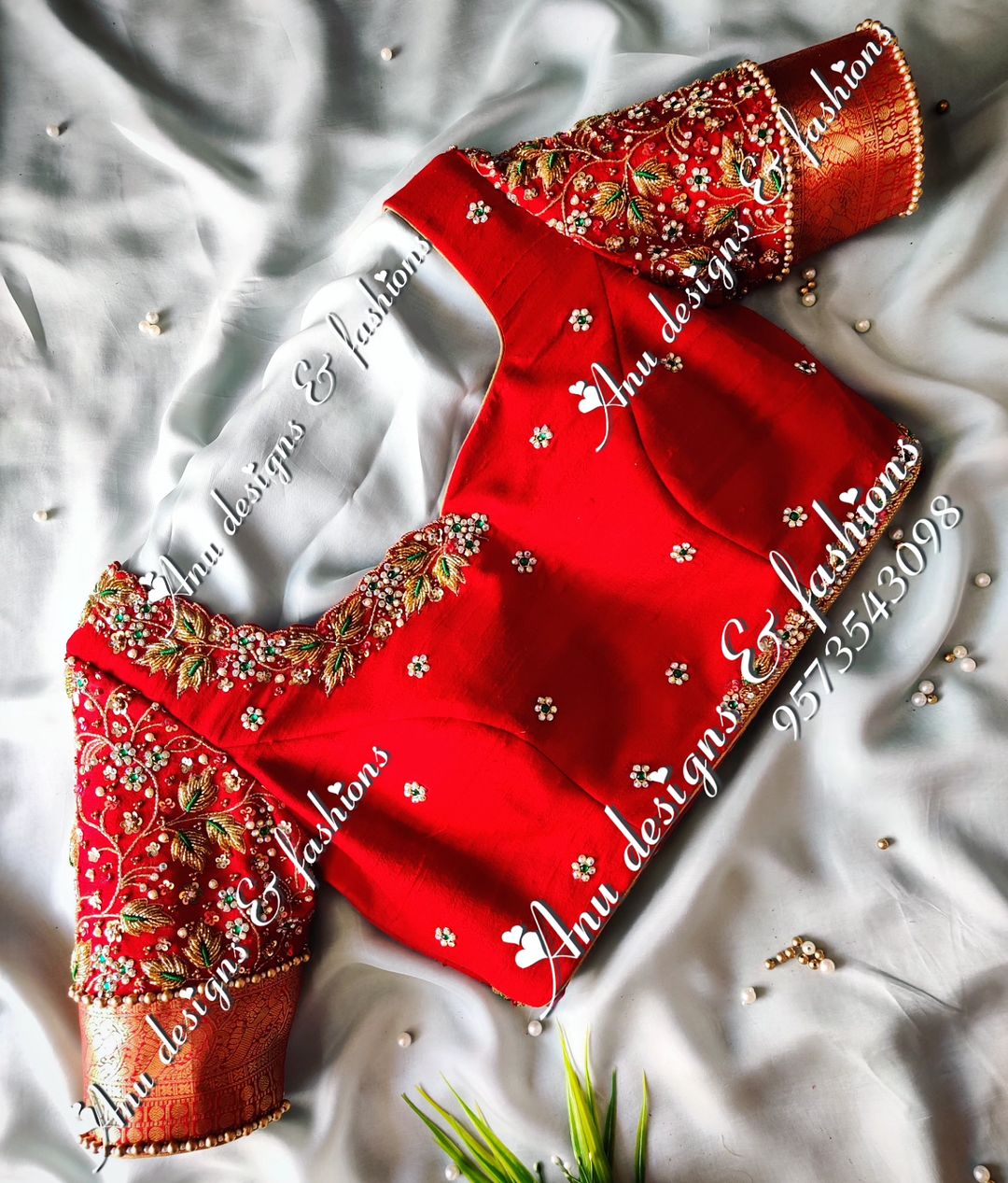 Attractive Red Embroidery Blouse