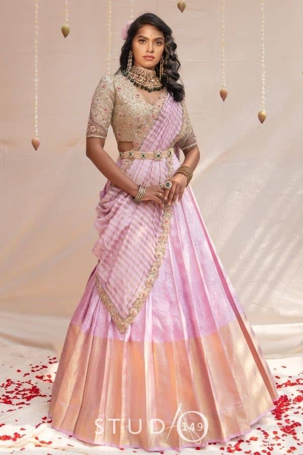 Elegant Bridal Silk Half Saree