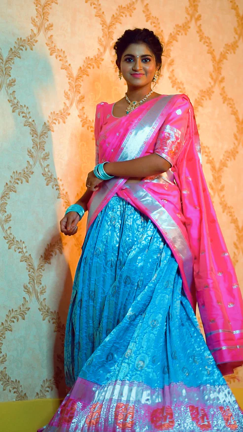 Princess Jacquard Banarasi Silk Half Saree