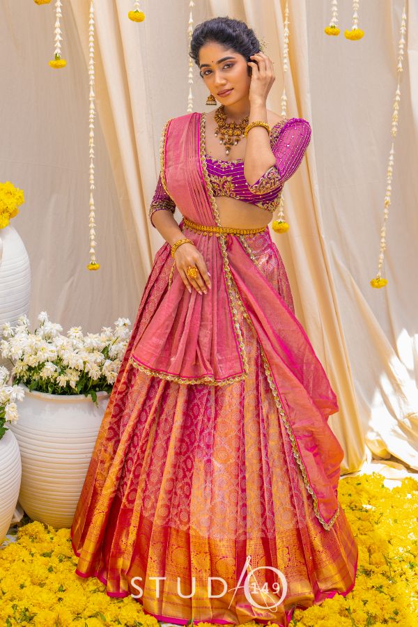 Sparkling Bridal Kanchipuram Half Saree