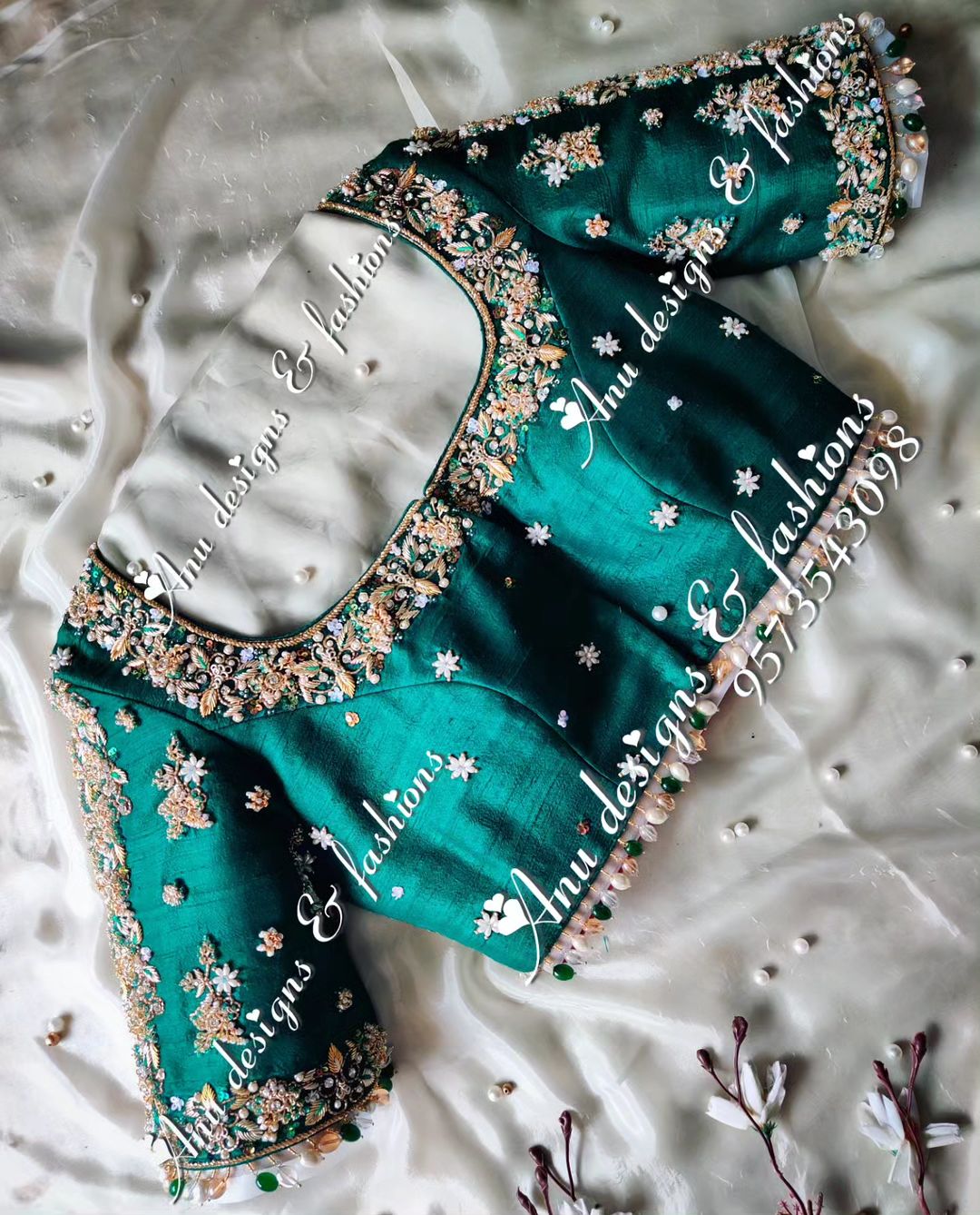 Stunning Aquablue Embroidery Blouse